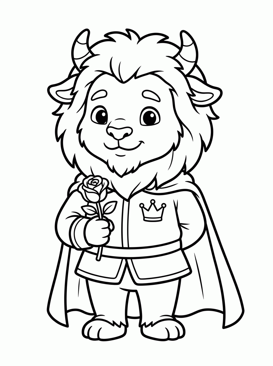 Príncipe Encantado com a Rosa para colorir