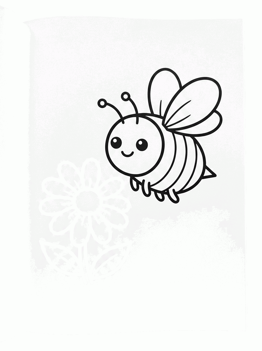 Abelha na Flor para colorir