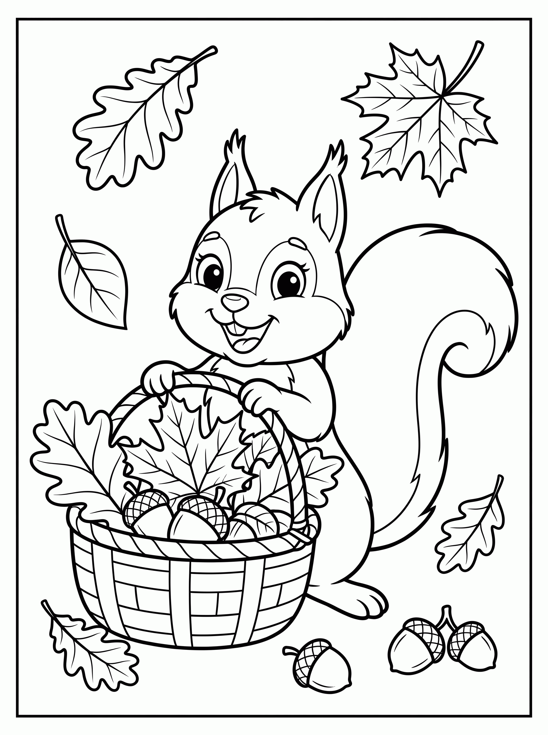 Esquilo no Outono para colorir