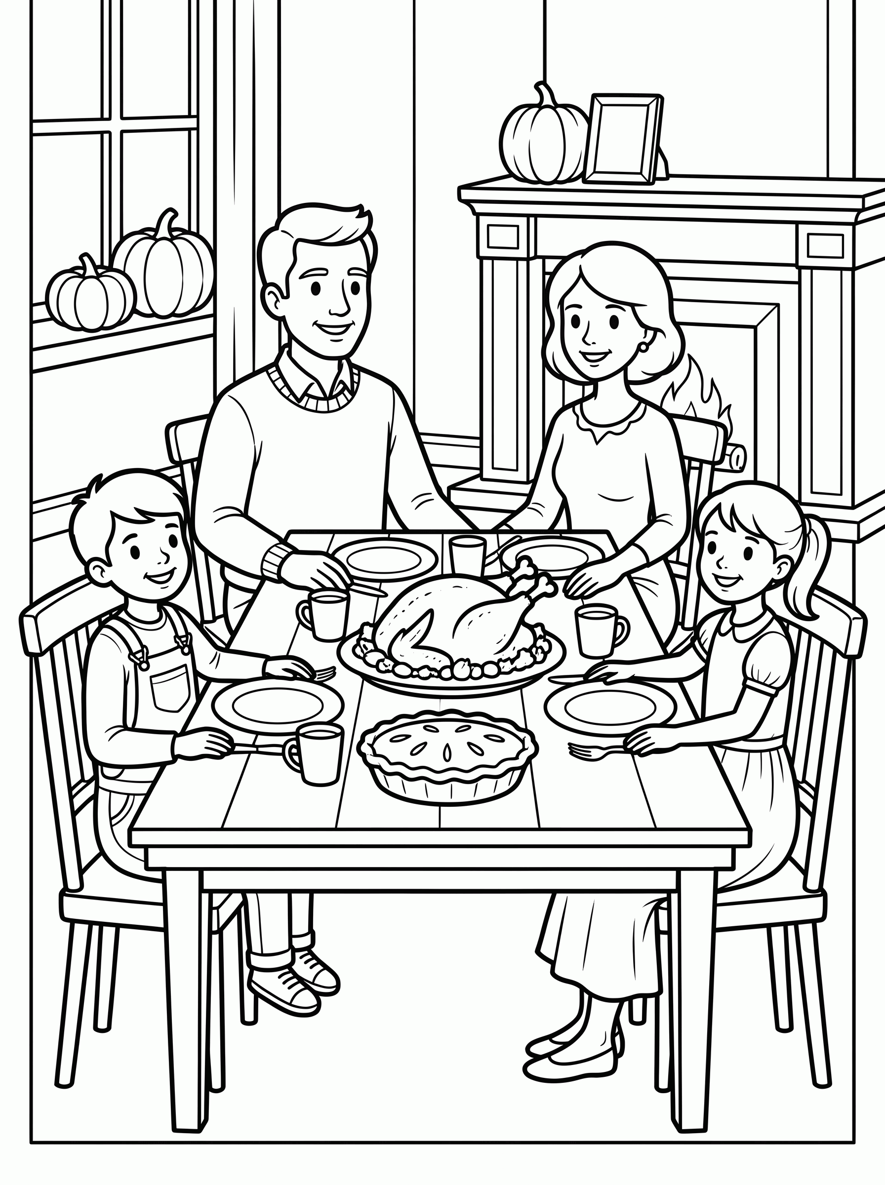 Jantar de Ação de Graças para colorir