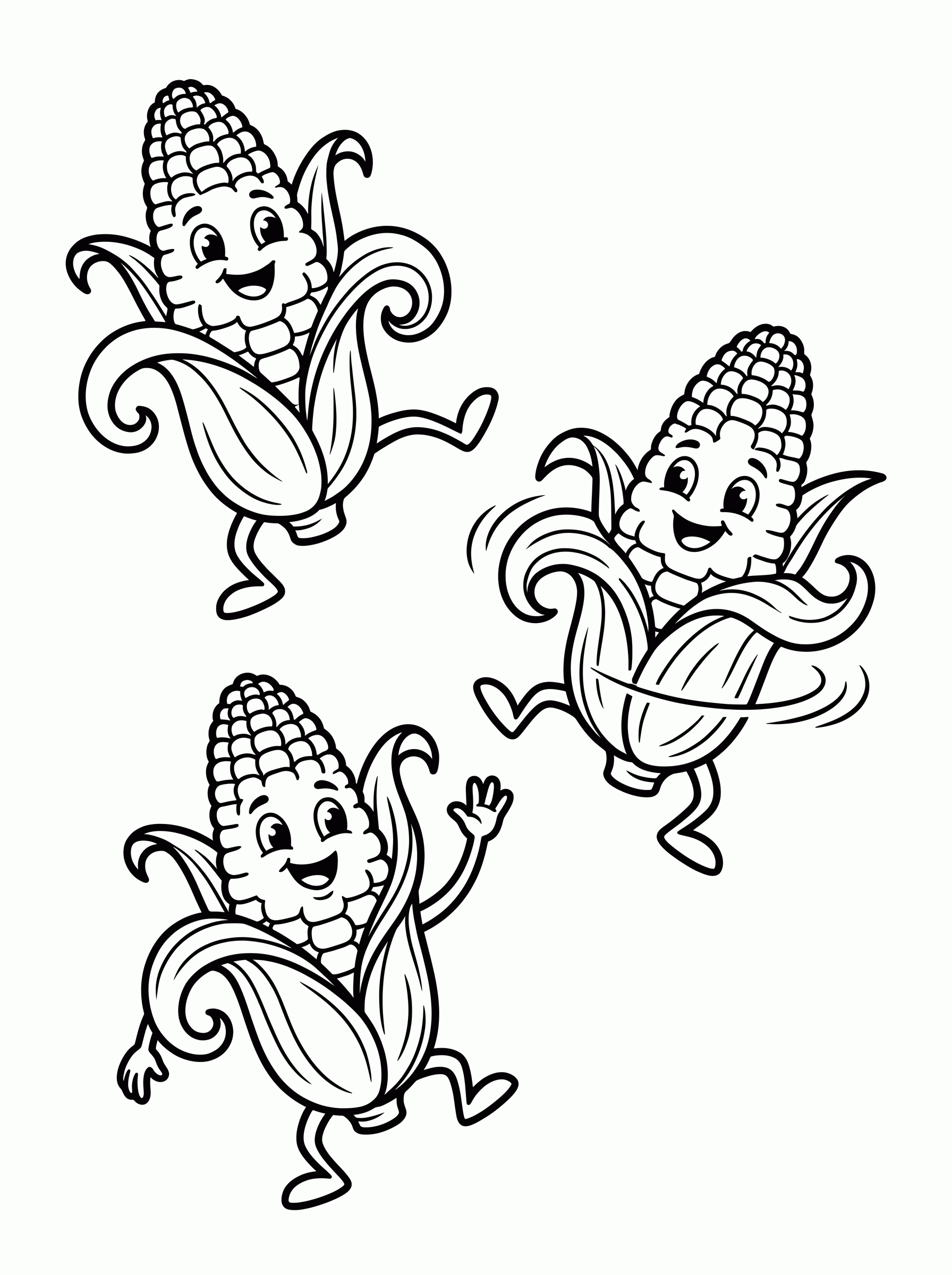 Milhos Dançantes para colorir