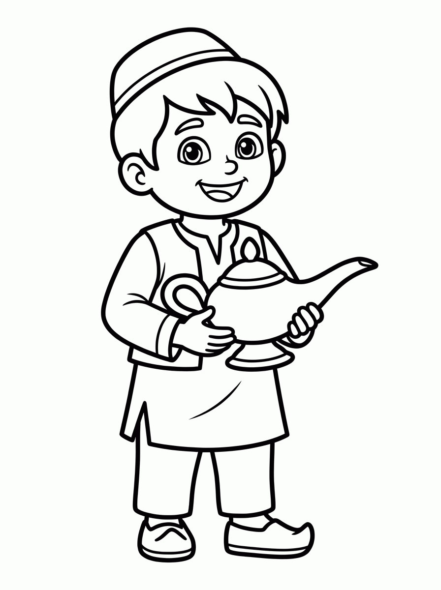Menino e a Lâmpada para colorir