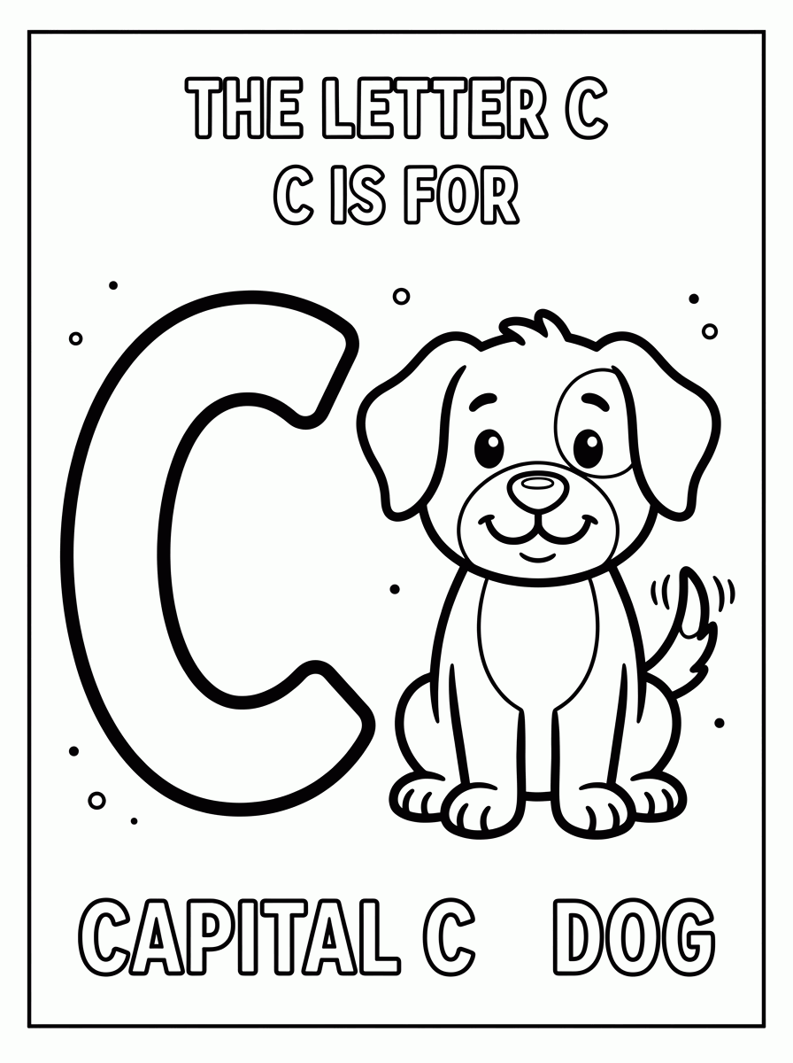 Letra C de Cachorro para colorir
