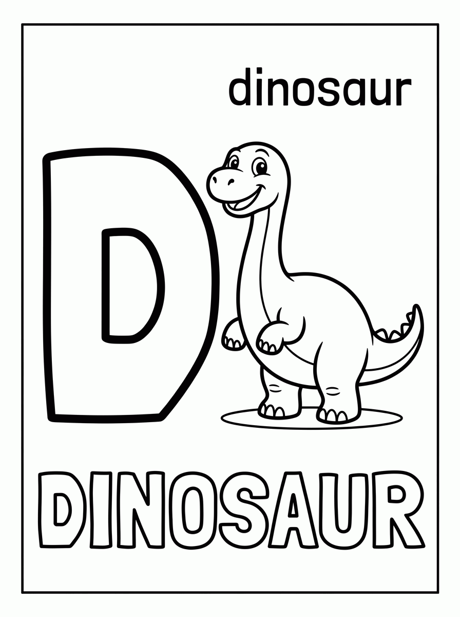 Letra D de Dinossauro para colorir