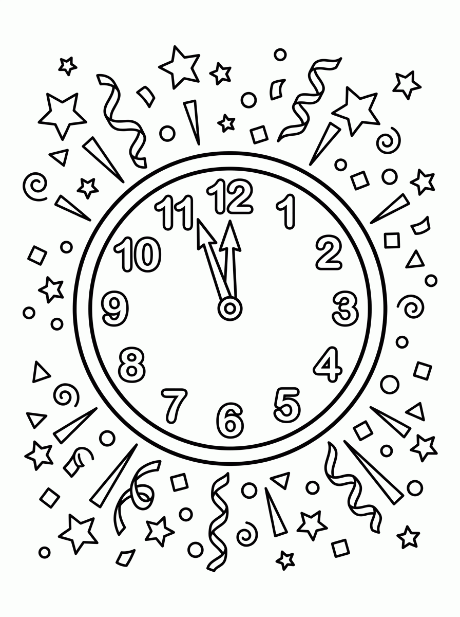 Relógio da Meia-Noite para colorir
