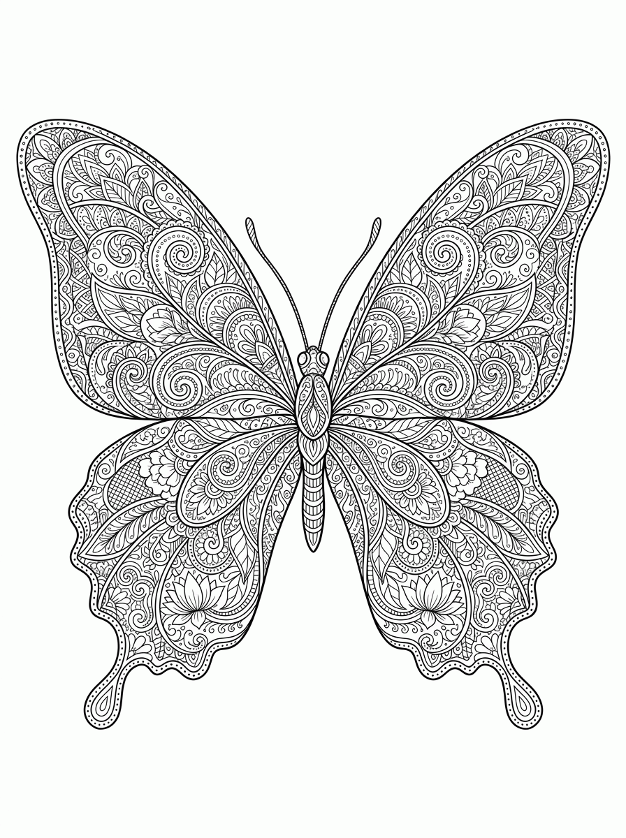 Borboleta Zentangle para colorir