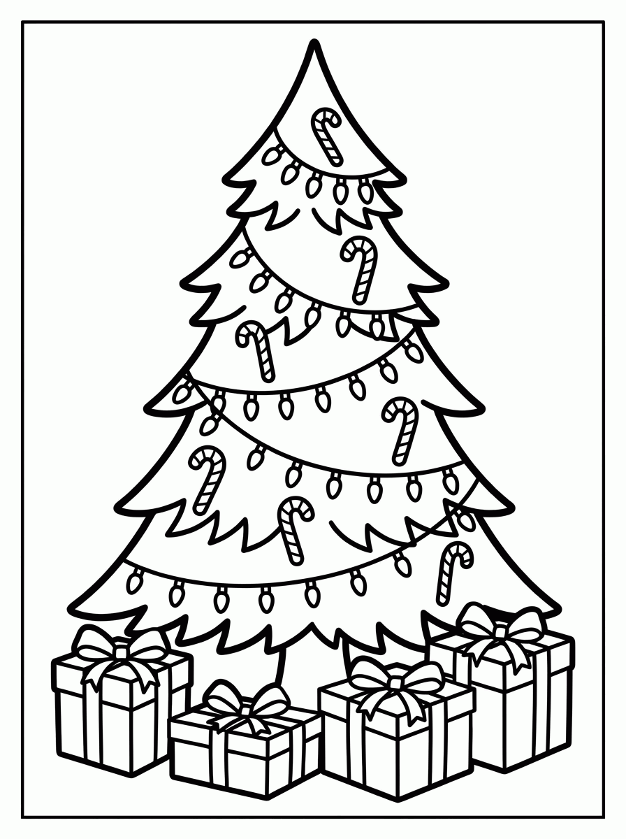 Árvore de Natal com Luzes para colorir
