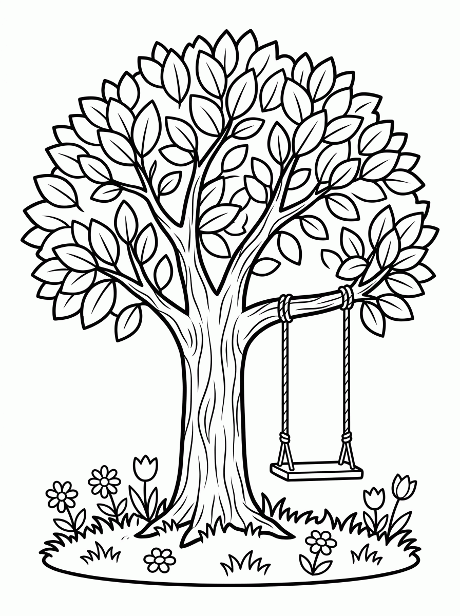 Árvore com Balanço para colorir