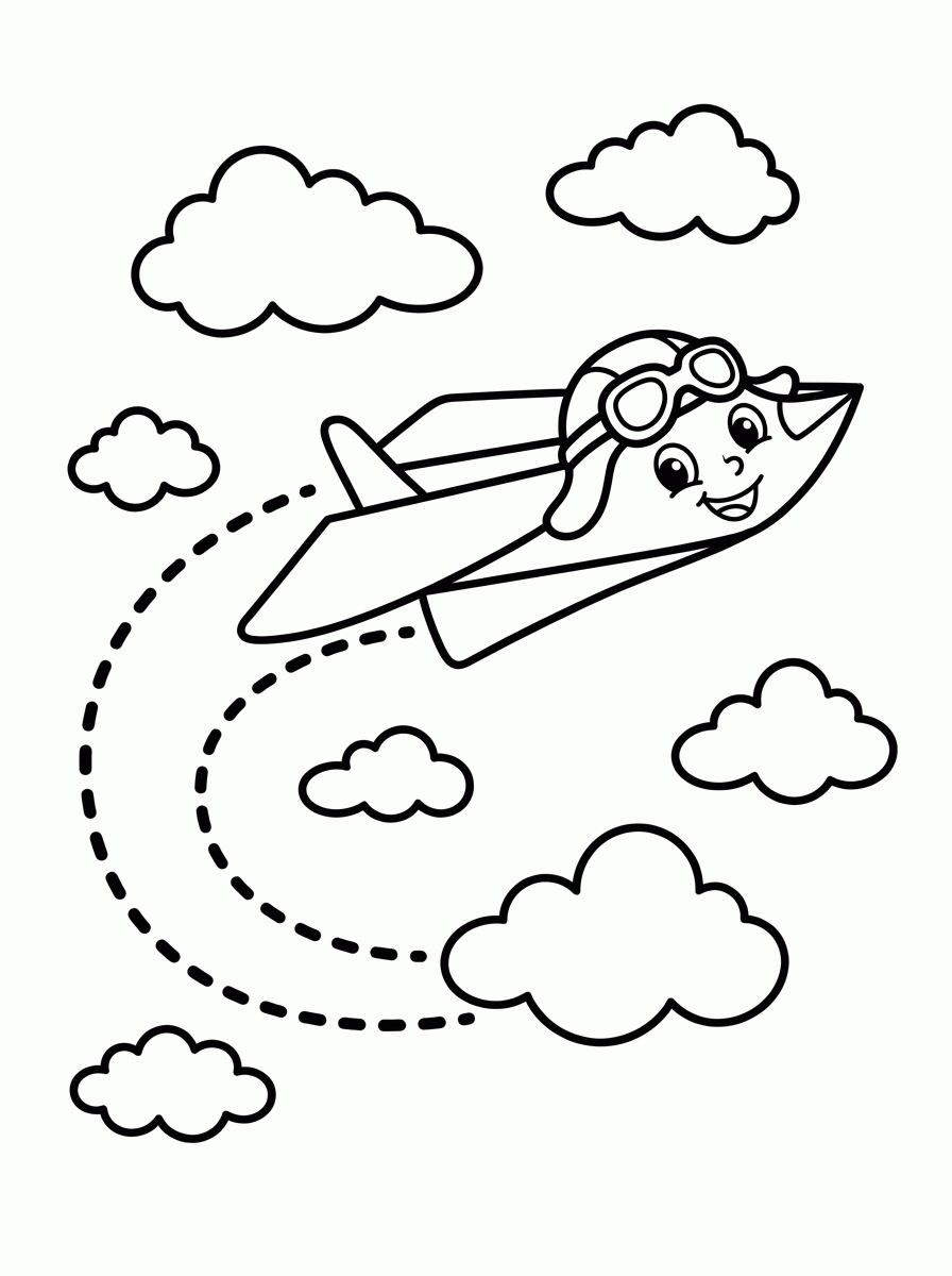 Avião de Papel para colorir
