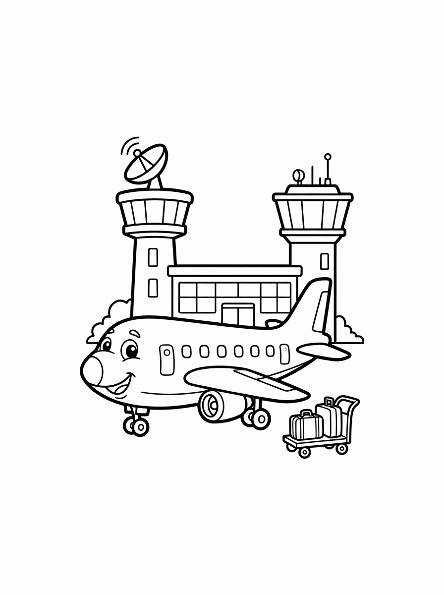 Avião no Aeroporto para colorir