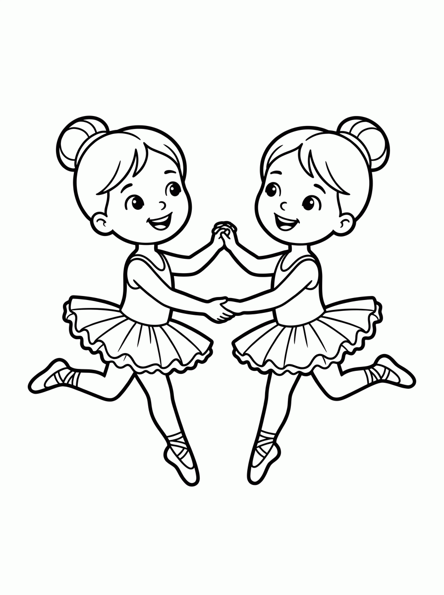 Duas Bailarinas Dançando para colorir