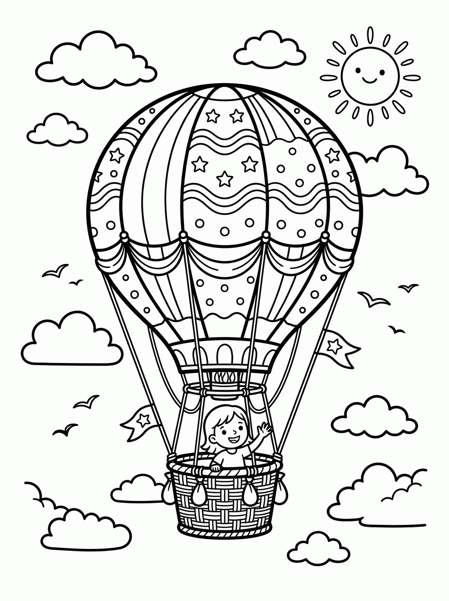 Balão de Ar Quente para colorir