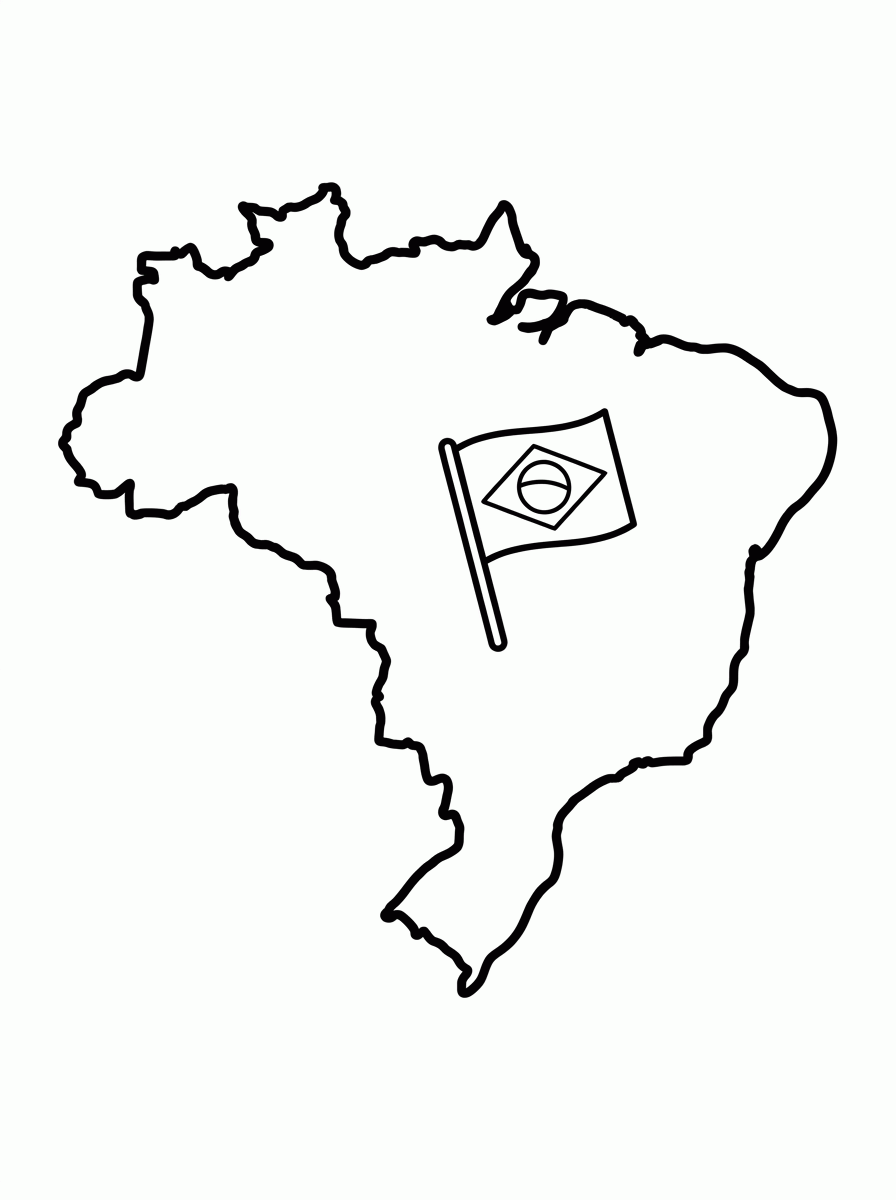 Mapa do Brasil com Bandeira para colorir