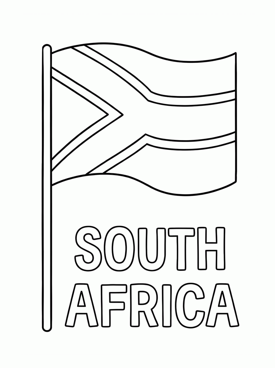 Bandeira da África do Sul para colorir