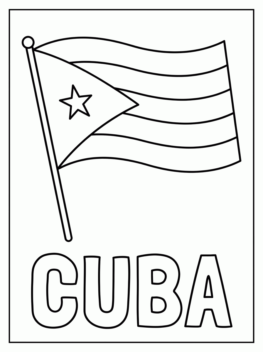 Bandeira de Cuba para colorir