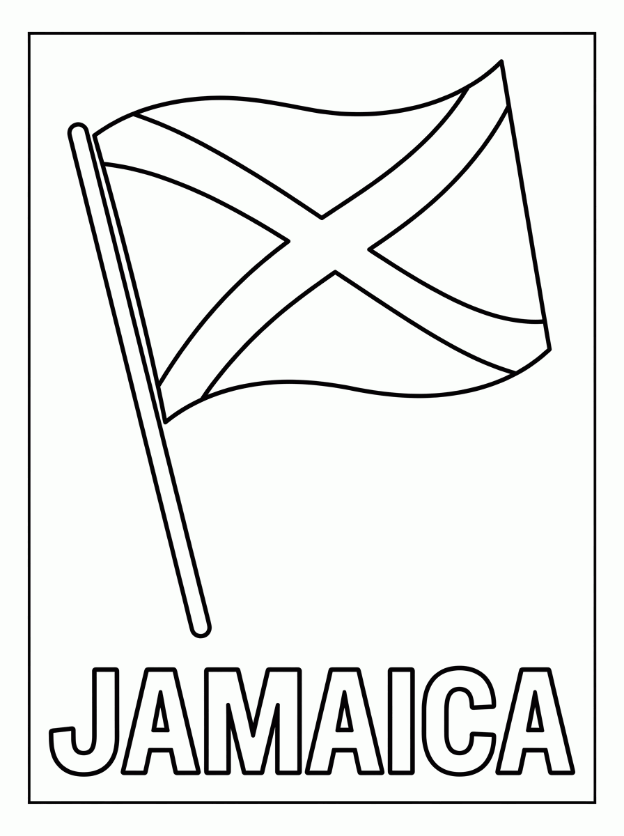 Bandeira da Jamaica para colorir