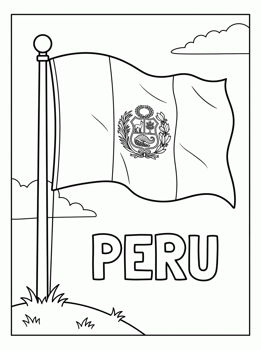 Bandeira do Peru para colorir