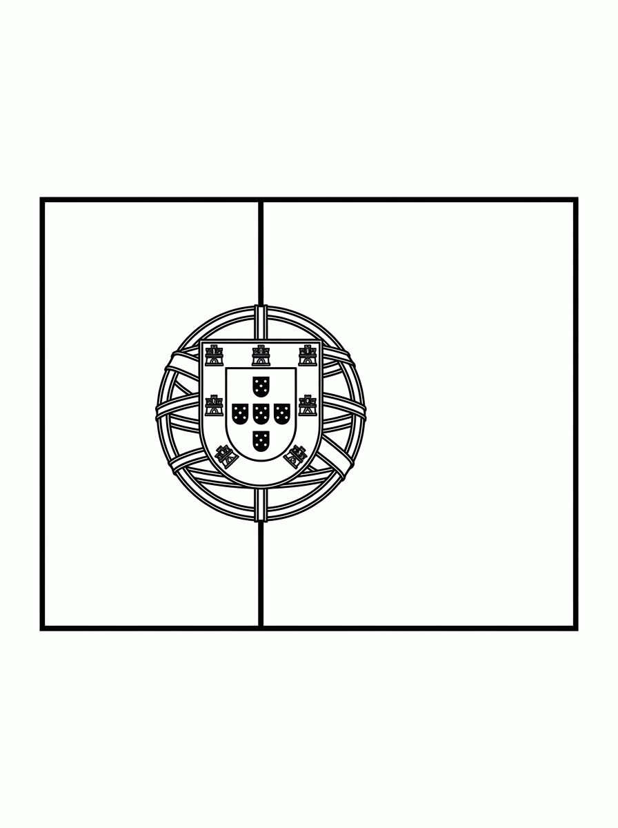 Bandeira de Portugal (Flat) para colorir