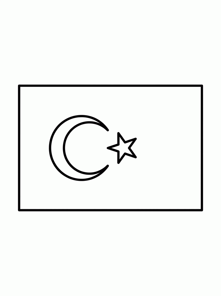 Bandeira da Turquia (Flat) para colorir