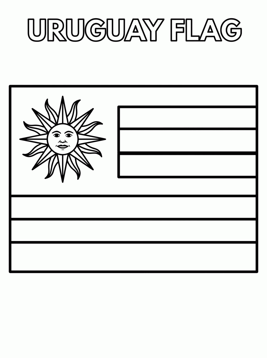 Bandeira do Uruguai (Flat) para colorir