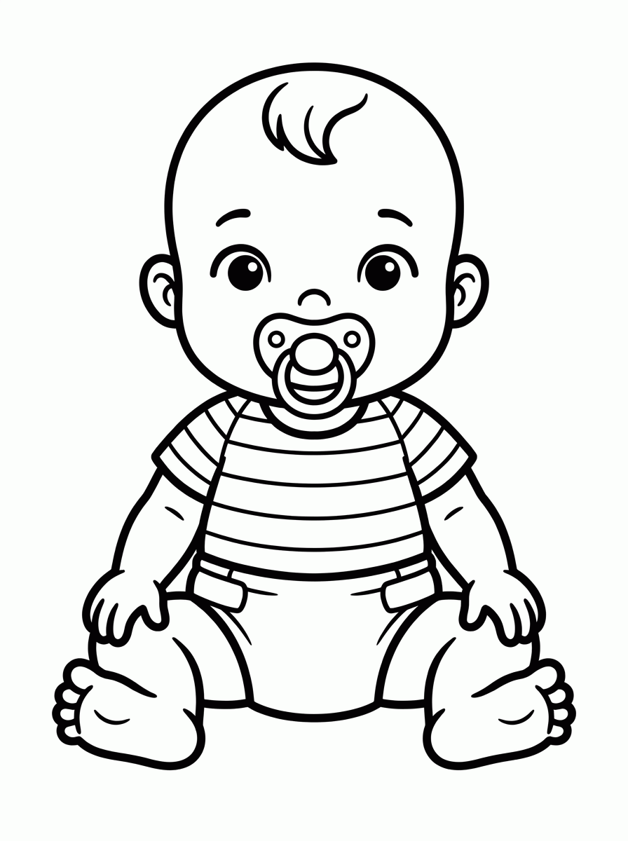 Bebê com Chupeta para colorir