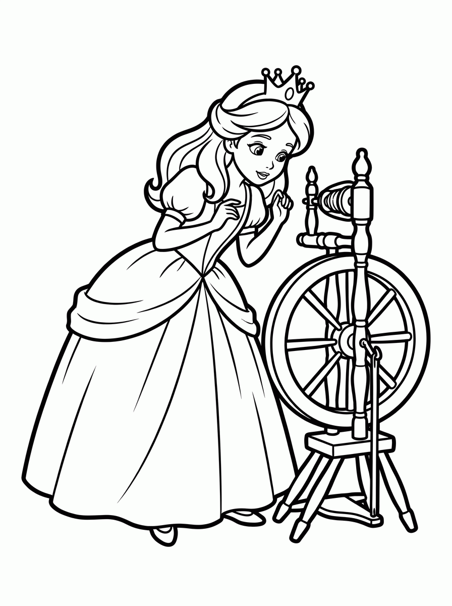 Princesa e o Fuso para colorir