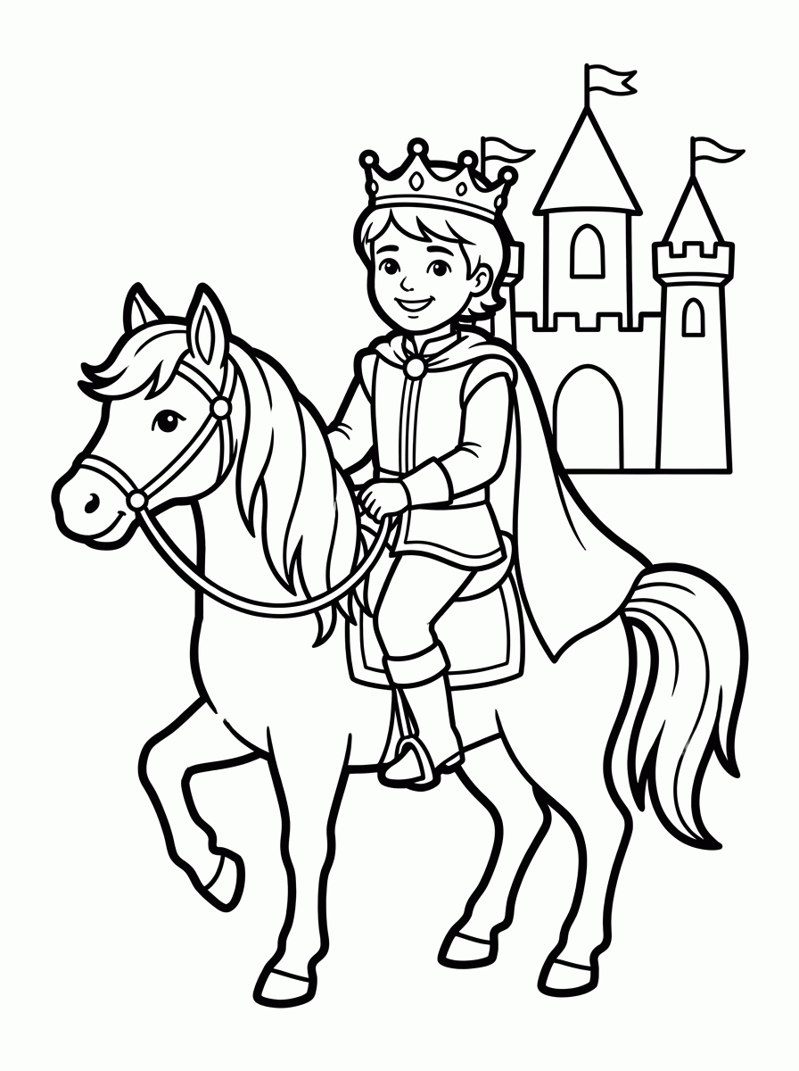 Príncipe a Cavalo para colorir