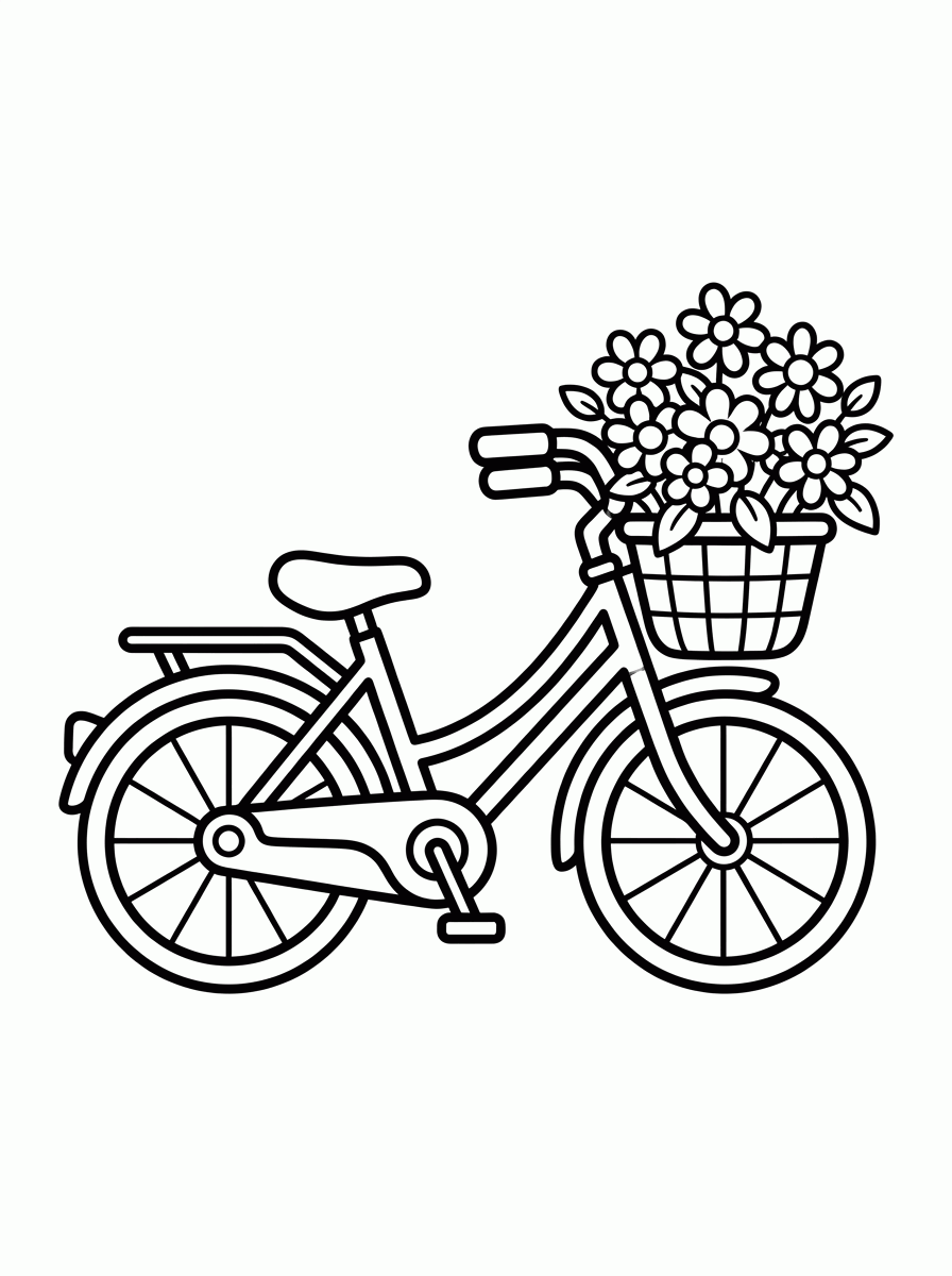 Bicicleta com Cesta para colorir