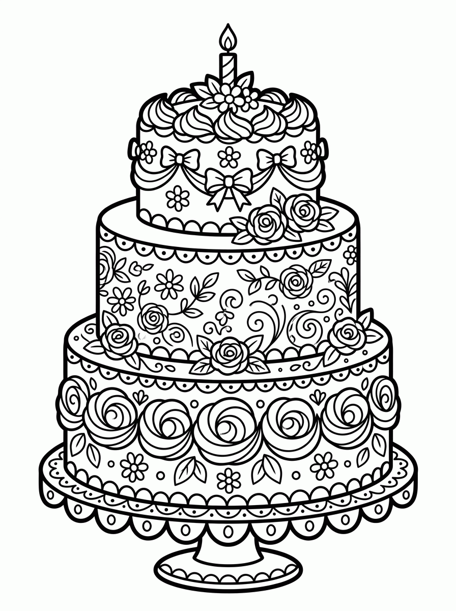 Bolo de Três Andares para colorir