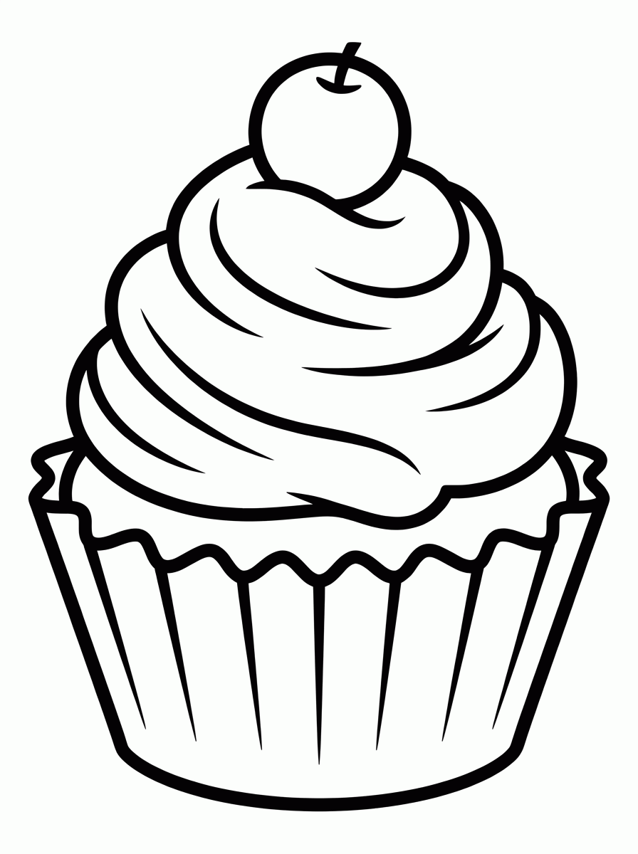 Cupcake com Cereja para colorir