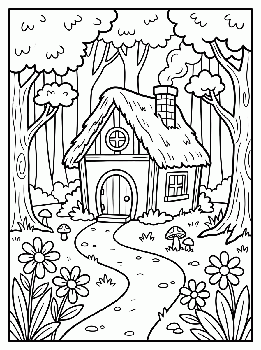 Casinha na Floresta para colorir