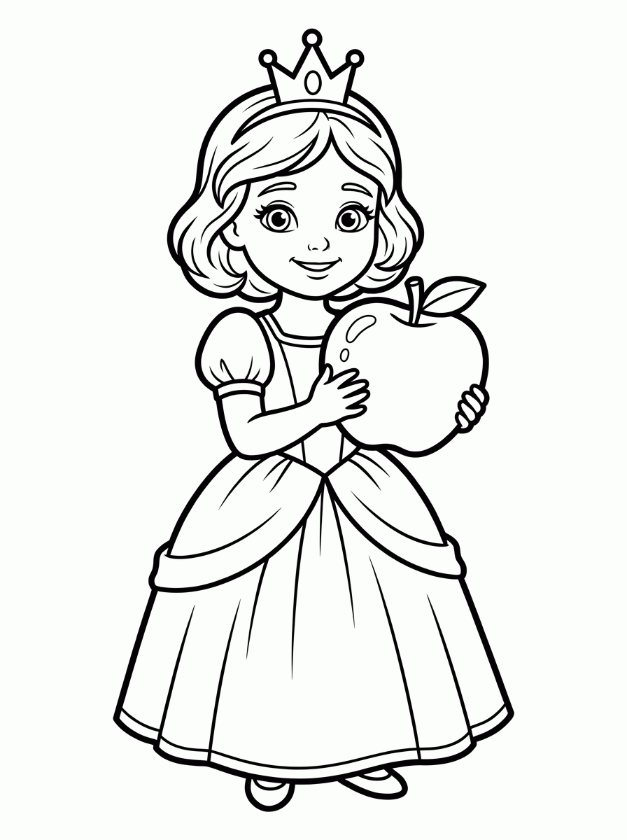 Princesa com a Maçã para colorir