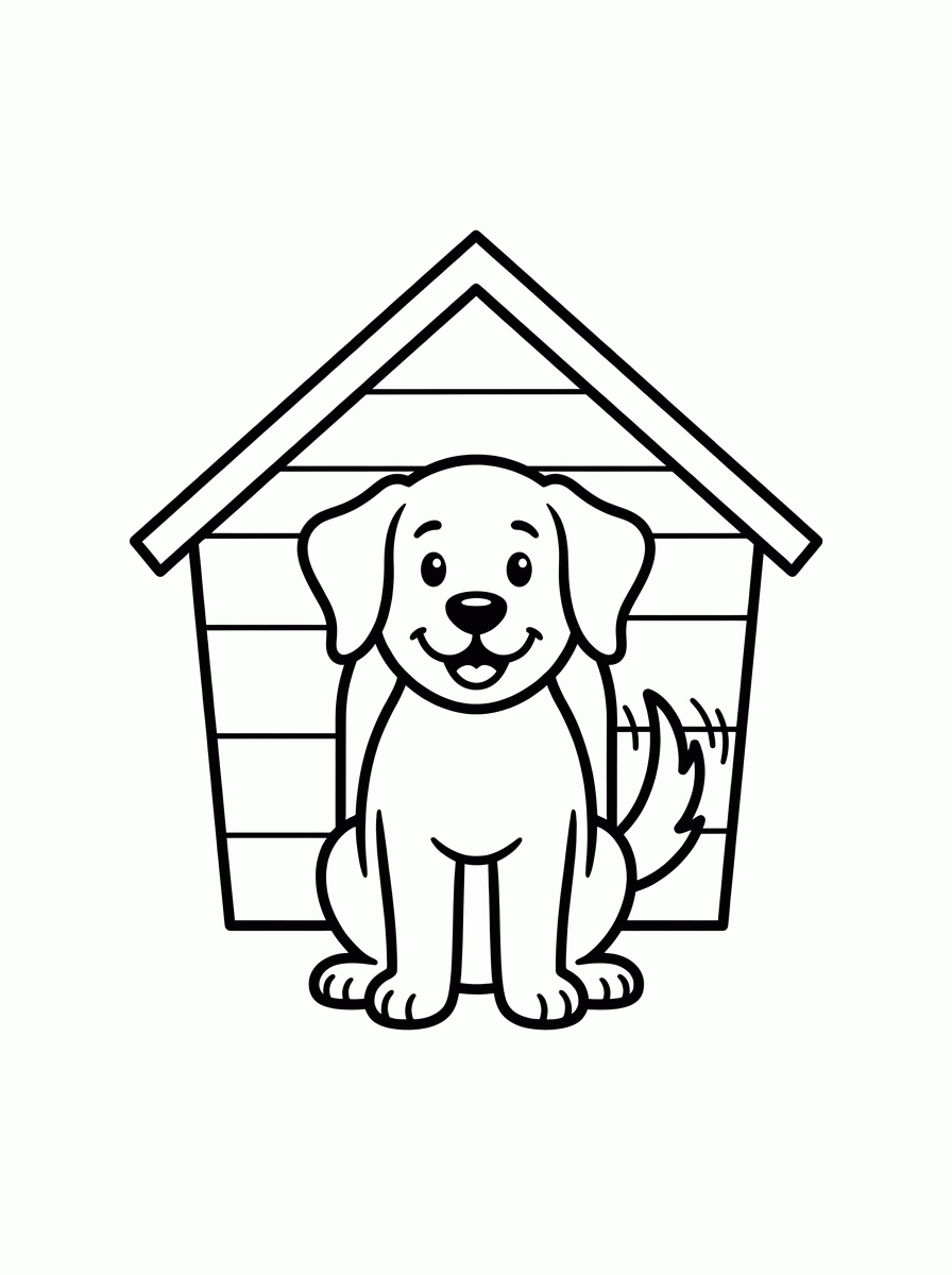 Cachorro na Casinha para colorir