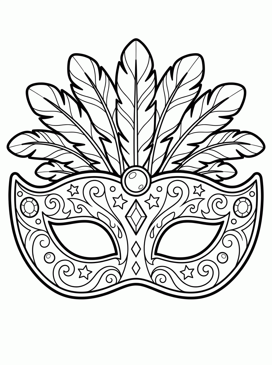 Máscara de Carnaval para colorir