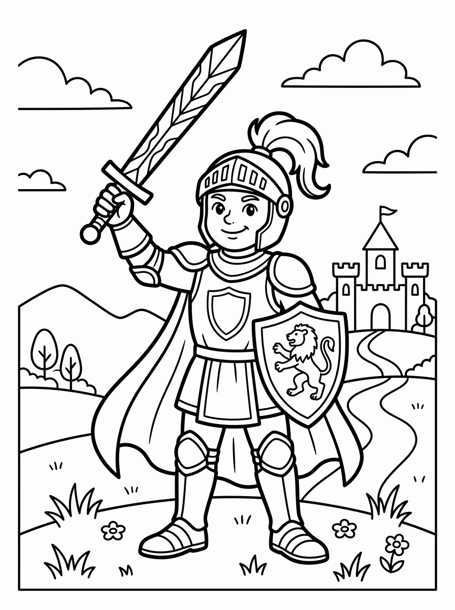 Cavaleiro com Espada para colorir