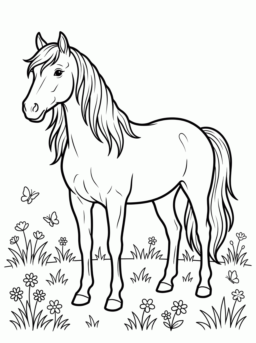 Cavalo na Pradaria para colorir