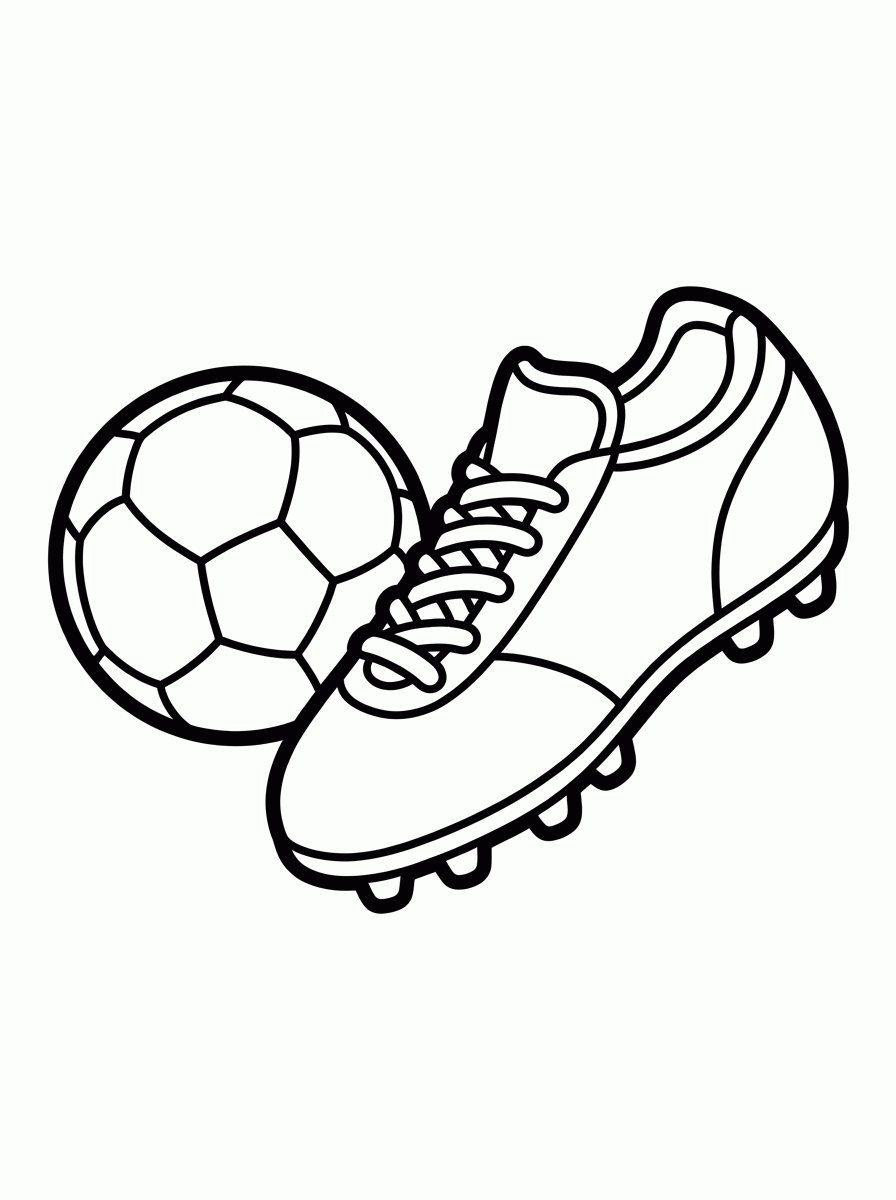 Chuteira Chutando a Bola para colorir