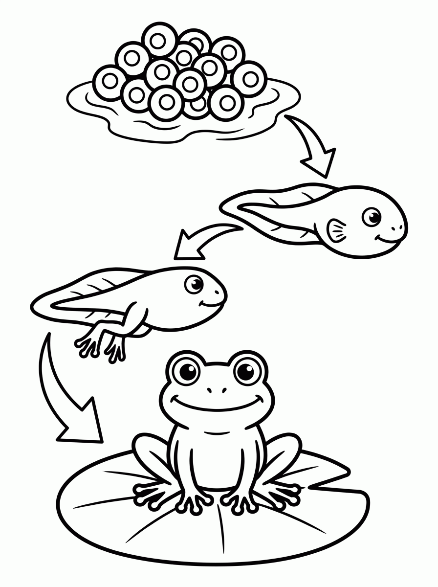 Ciclo do sapo para colorir