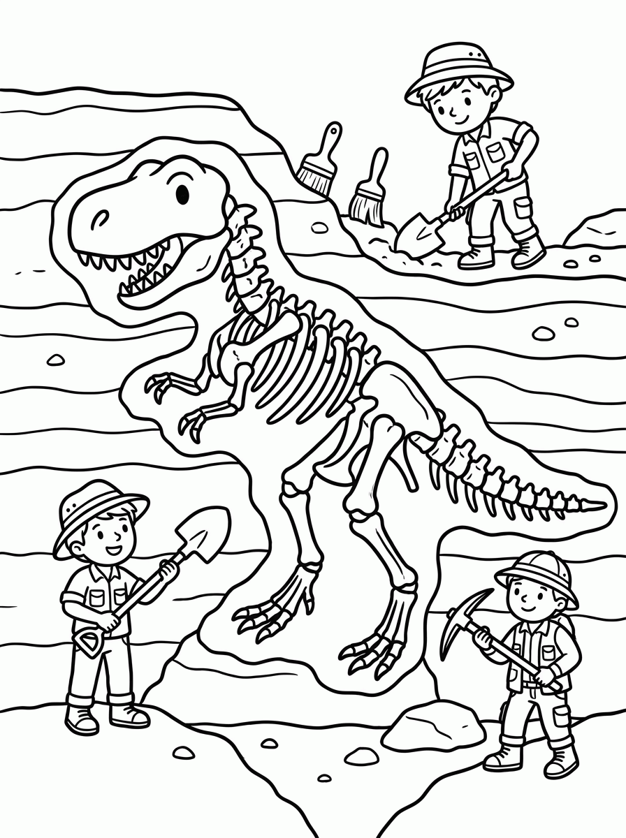 Fóssil de dinossauro para colorir