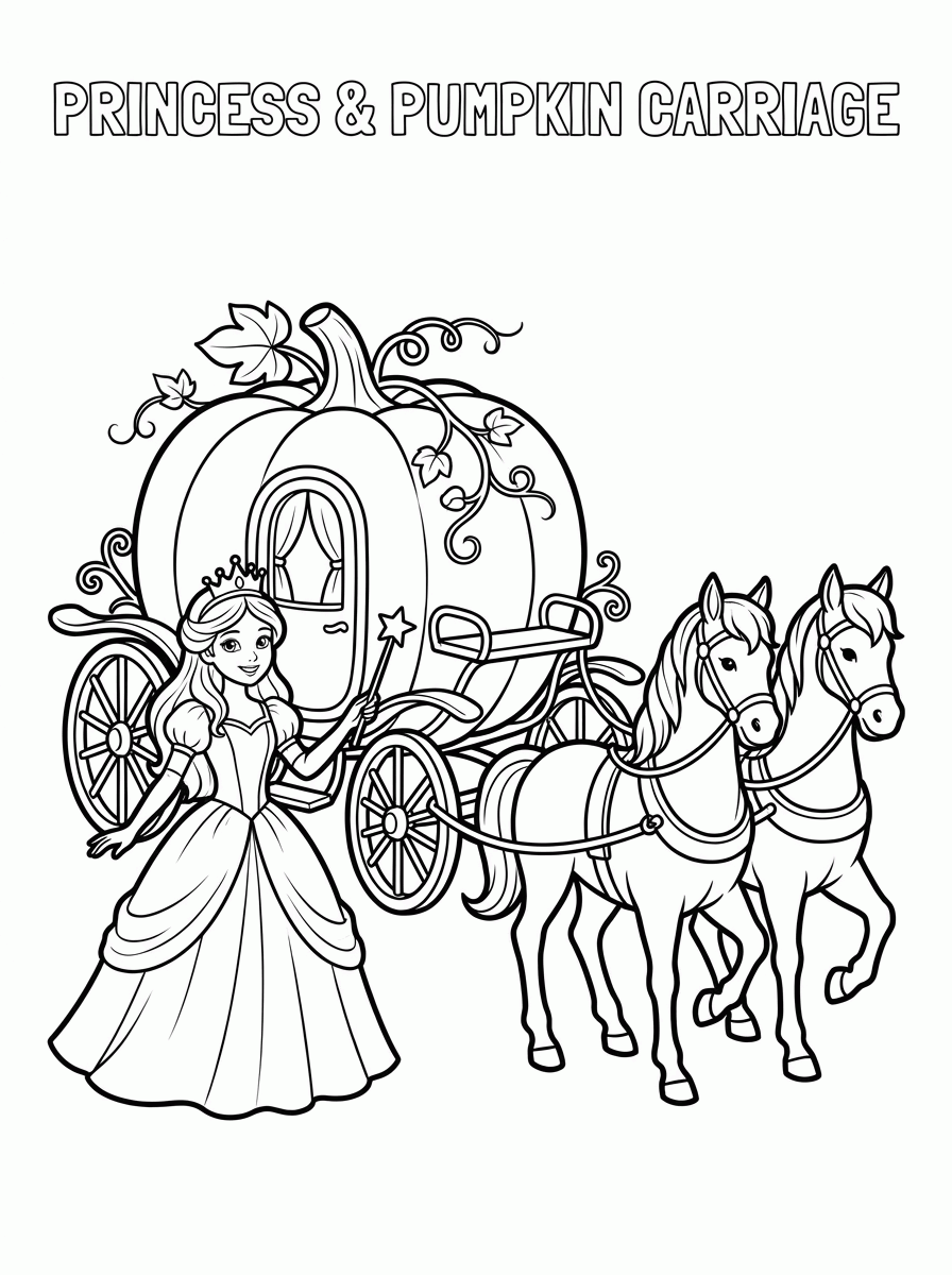 Princesa na Carruagem para colorir