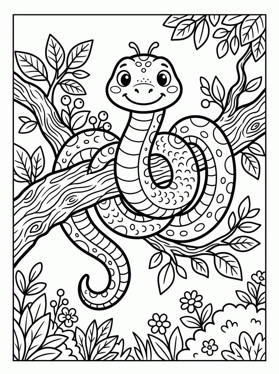 Cobra no Galho para colorir