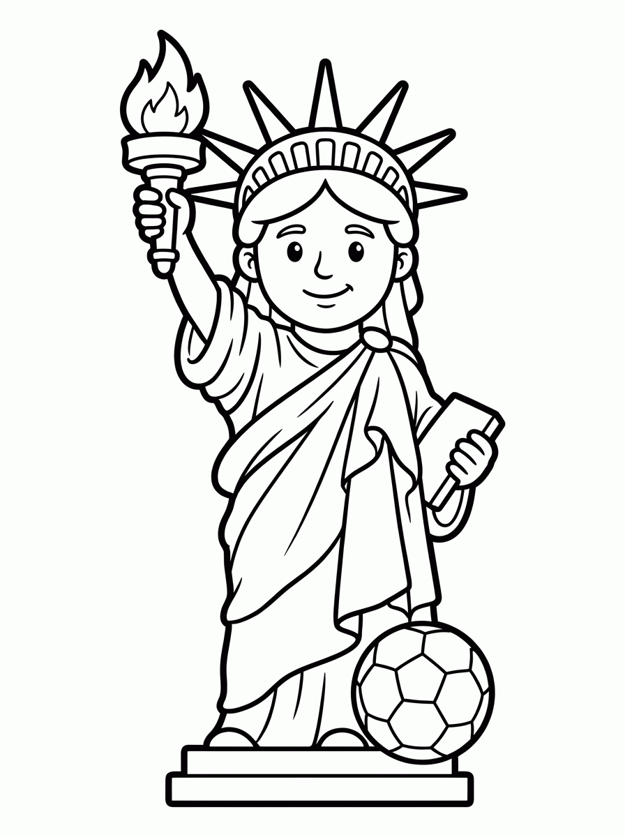 Estátua da Liberdade com Bola para colorir