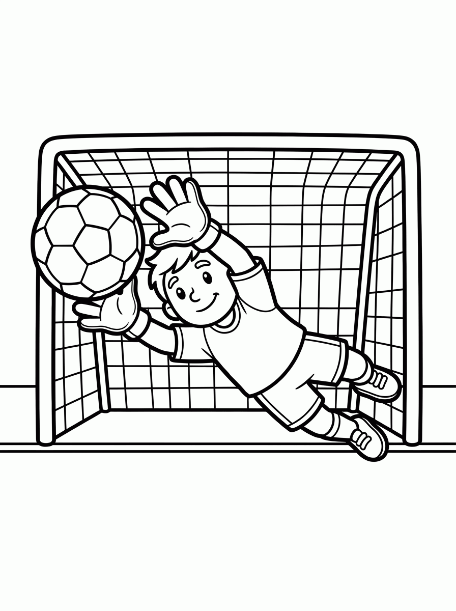 Goleiro Defendendo para colorir