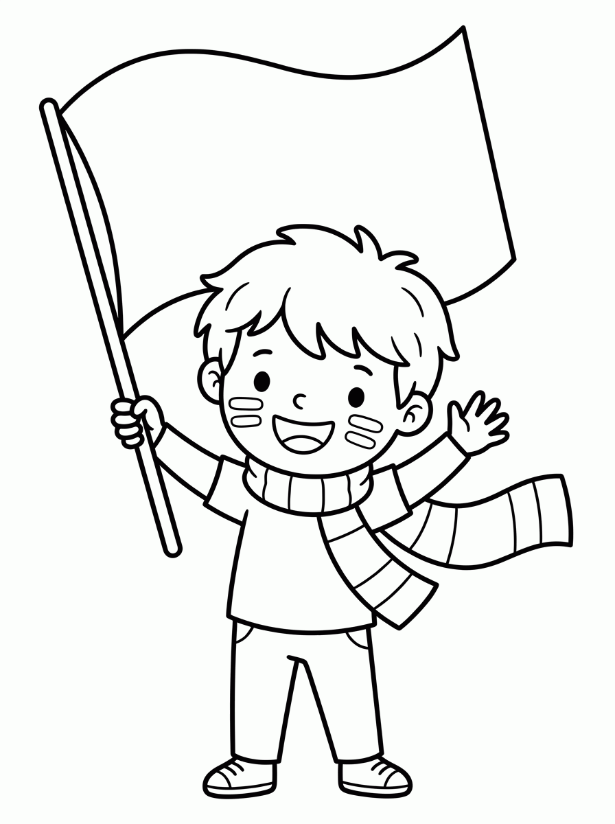 Torcedor com Bandeira para colorir