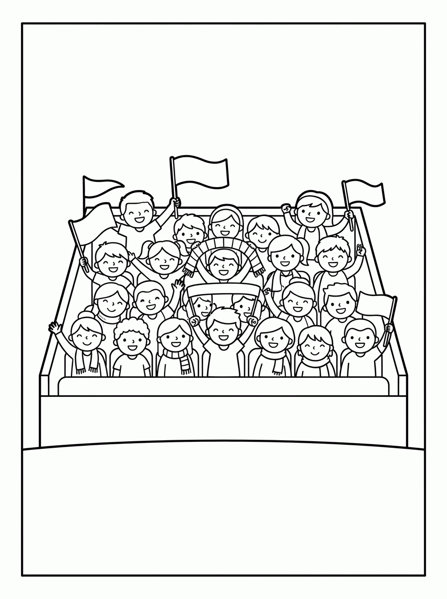 Torcida na Arquibancada para colorir