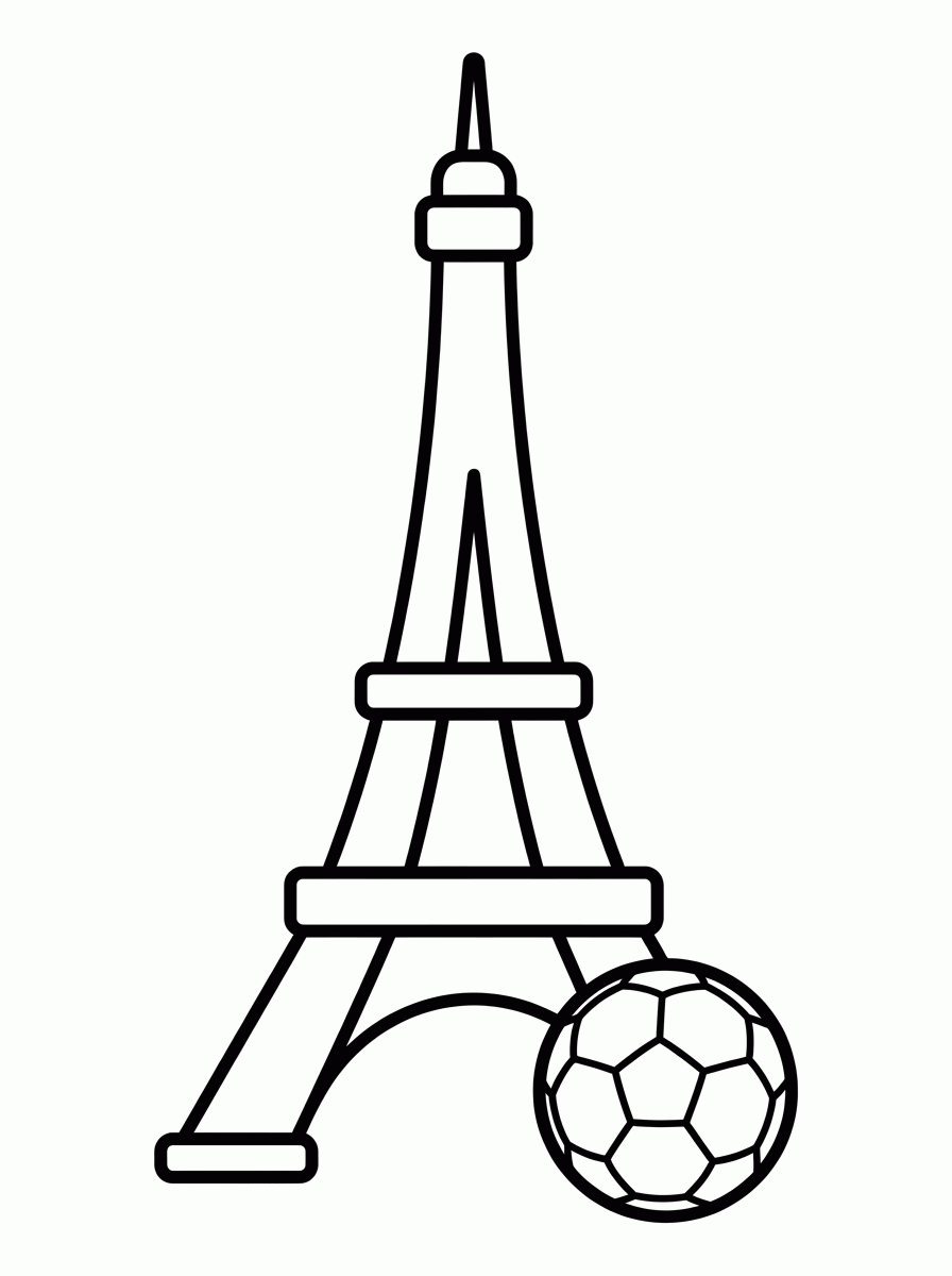 Torre Eiffel com Bola para colorir