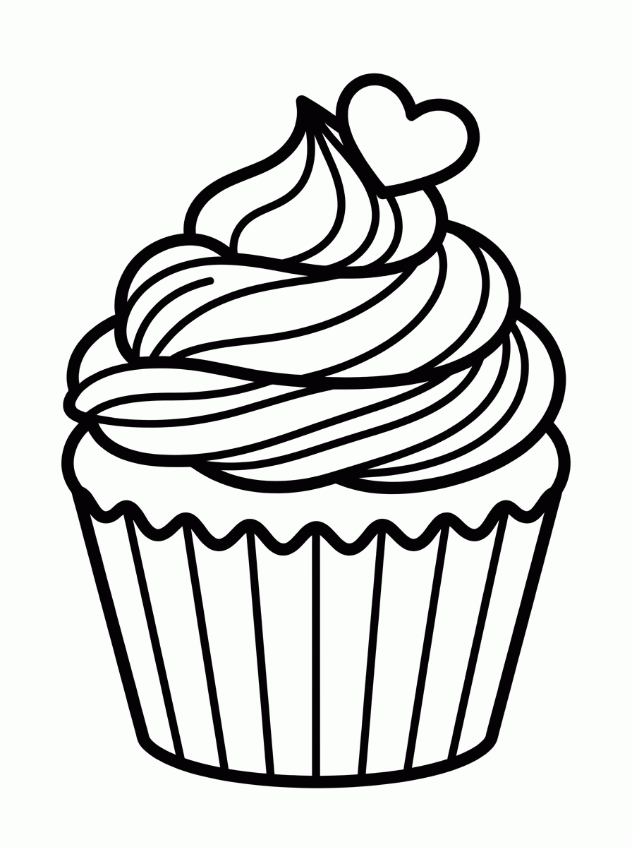 Cupcake com Coração para colorir