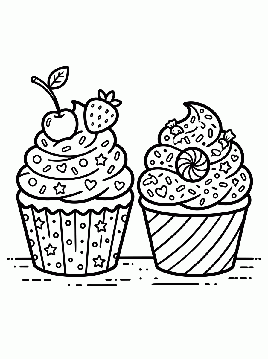 Dois Cupcakes para colorir