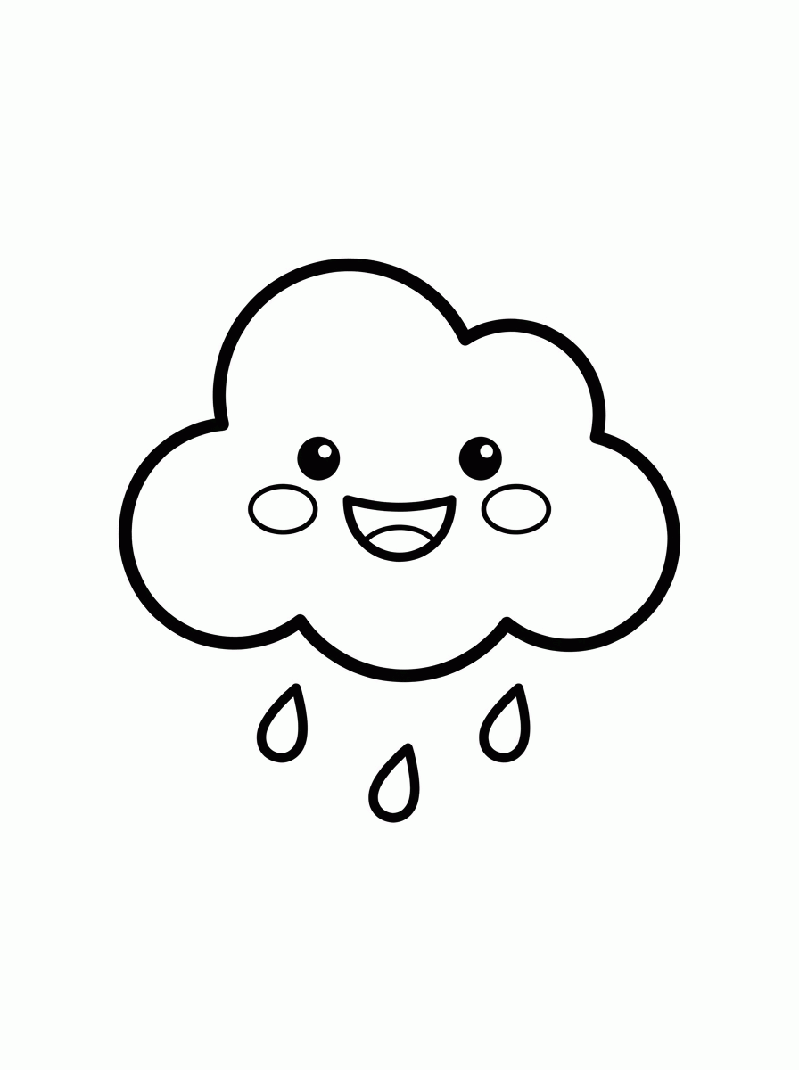 Nuvem Fofa Sorridente para colorir