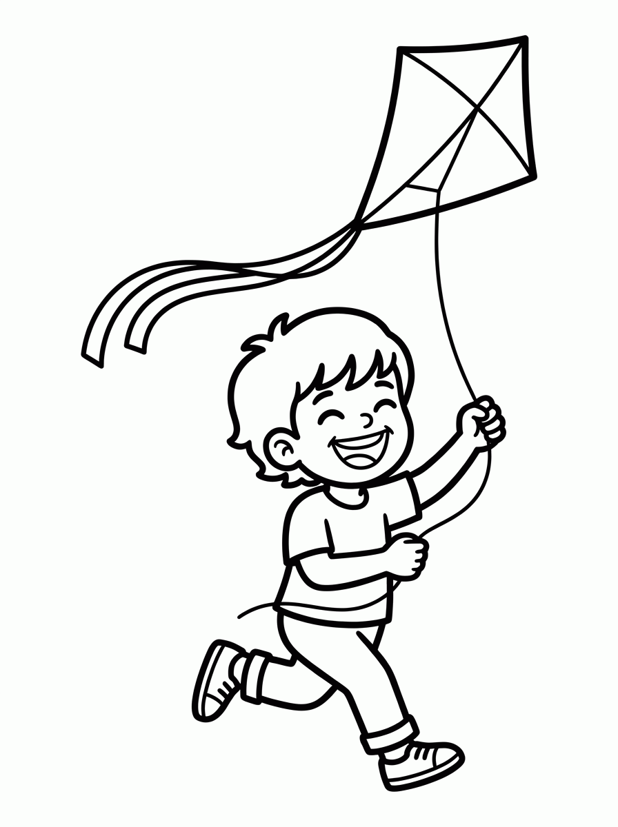 Criança com Pipa para colorir